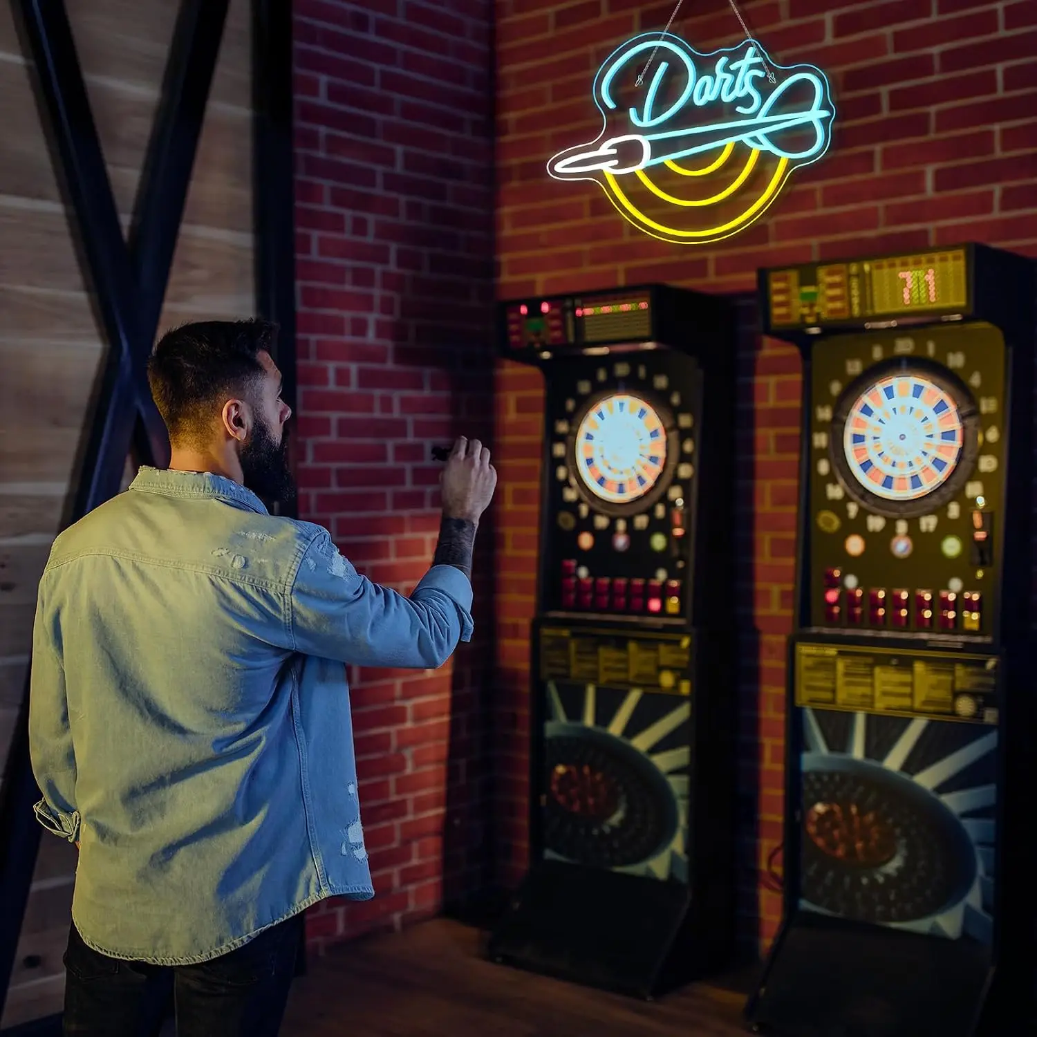 Darts Bar Led Schild Dartscheibe Leuchtreklame für Wand,Game  Sign für Spielzimmer Kneipe Heim Bar Club Männerhöhle Party Dekor