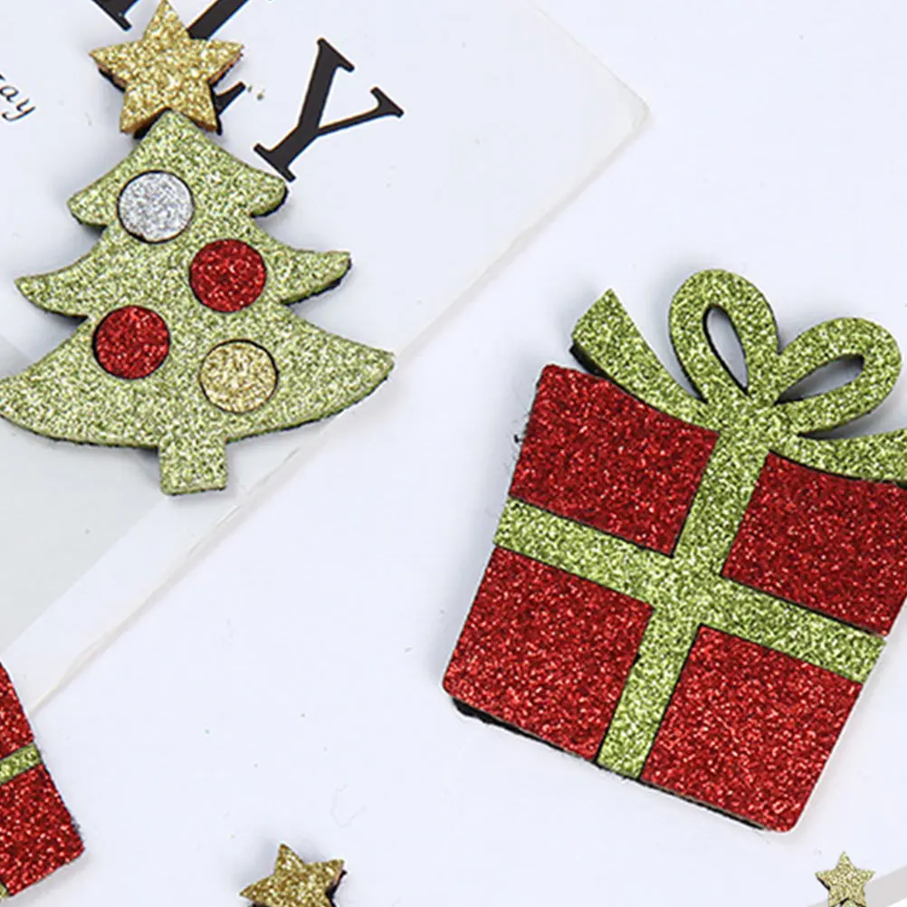 

Christmas Cloth Patch Glitter Embroidered Patches Creative Xmas DIY Appliques for Clothes Hats Shoes Clothing Decoration