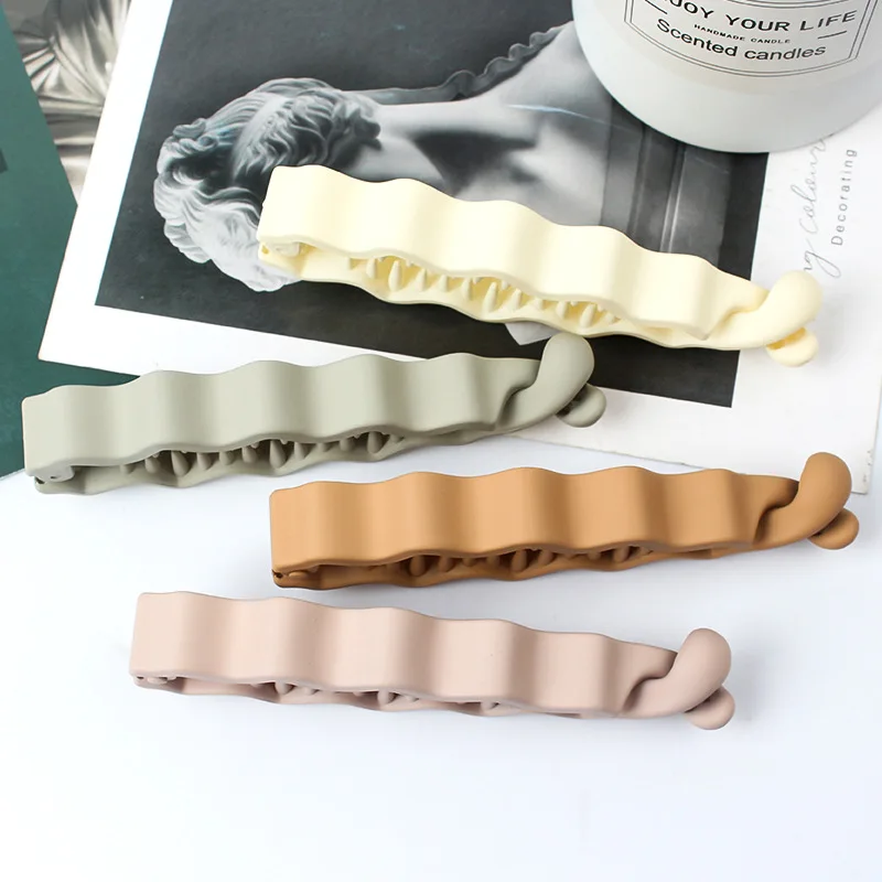 Frosted Wave Banana Clip Korean Style Simple Versatile Anti Slip Ponytail Clip Elegant Hair Claw Styling Accessories for Women