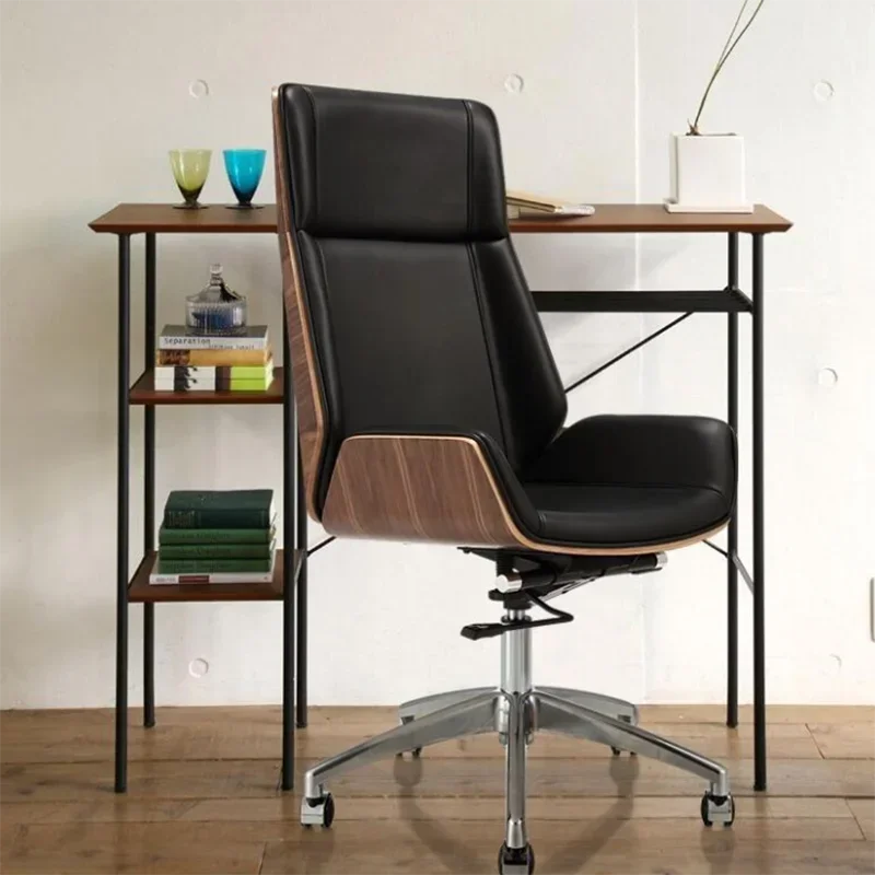 

High-Back Bentwood Swivel Office Computer Chair Micro Ergonomic Leather Office Conference Task Leather Armchair Furniture Home