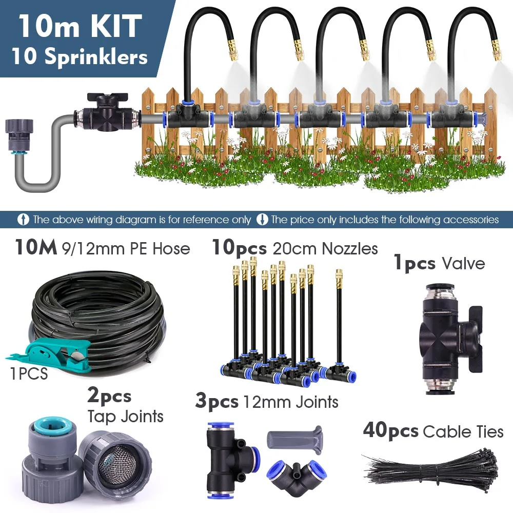 20-5M 3/8 "9/12Mm Vernevelingskoelsysteem 360 ° Vrij-Buig Messing Mondstuk Verstelbare Verstuiver Sproeier Tuin Irrigatie 80Mesh Filter
