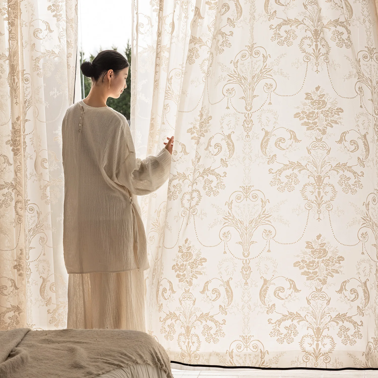 French Romantic Window Screens Curtains for Living Room Three-dimensional Window Screens Bedroom Balcony Gauze