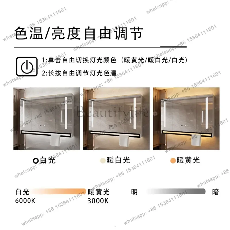 LDBathroo Makeup Mirror Front Light LED Bathroom Cabinet Dressing Table Mirror Light Medicine Clock Mirror Cabinet