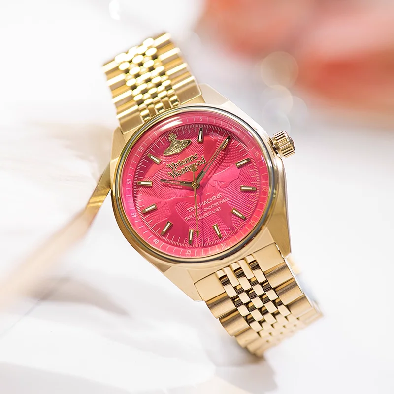 Кварцевые часы Vivienne Westwood Dragon Fruit с красным и золотым стальным ремешком