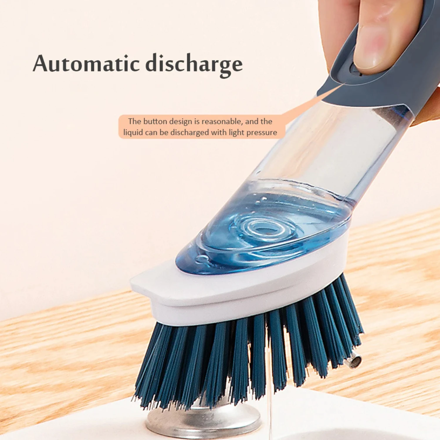 Set di spazzole per piatti per erogazione di sapone con 4 testine di ricambio Spazzola per piatti da cucina con base con dispenser di sapone