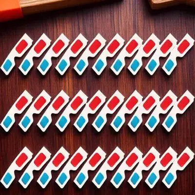 

30pcs 3D Glasses Cardboard White Frame Red Blue Lens Lightweight Portable Movie Video Anaglyph Fun Family Kids Adults