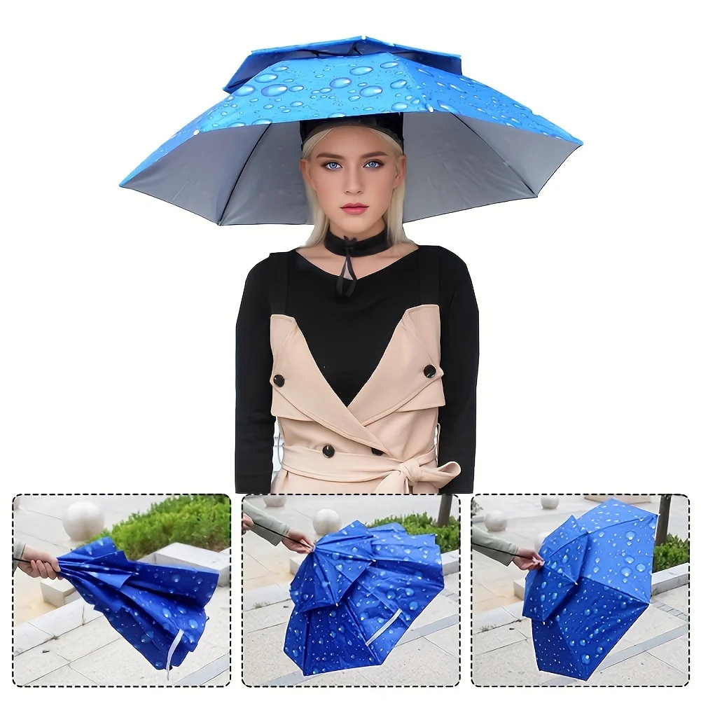 Rain or Shine Hat Umbrella Fishing Umbrella, Fishing Supplies Clothing Hat Hiking Hat, Sunscreen Double Layer