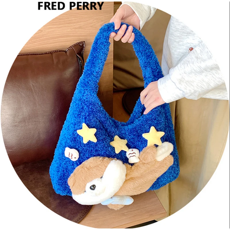 Niedliche Flauschige Bären- und Seeotter-Schultertasche, Weiche Plüsch-Handtasche für Damen, Süße Cartoon-Tier-Style-Deko für den täglichen Pendelverkehr und Reisen – Detail 15