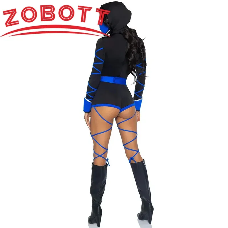 Disfraz Sexy de Ninja Cos para mujer, disfraz de Halloween, disfraz de Anime Dragon Warrior Ninja, disfraz integrado, mono Sexy