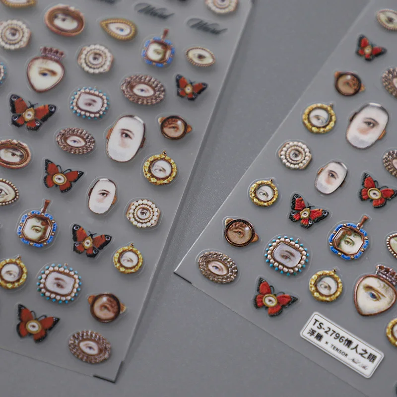 1 قطعة 5D تنقش هالوين مختلط عيون تصميم مسمار الفن ملصق الإغاثة ذاتية اللصق نقل مسمار الزينة المنزلق الشارات DIY بها بنفسك