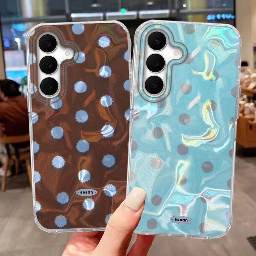 Ins Rosa Braun Polka Dots Mädchen Luxus Frauen Für Samsung Galaxy S25 FE Telefon Fall S24 S23 S20 S21 S22 S26 Ultra Plus Shell Cover