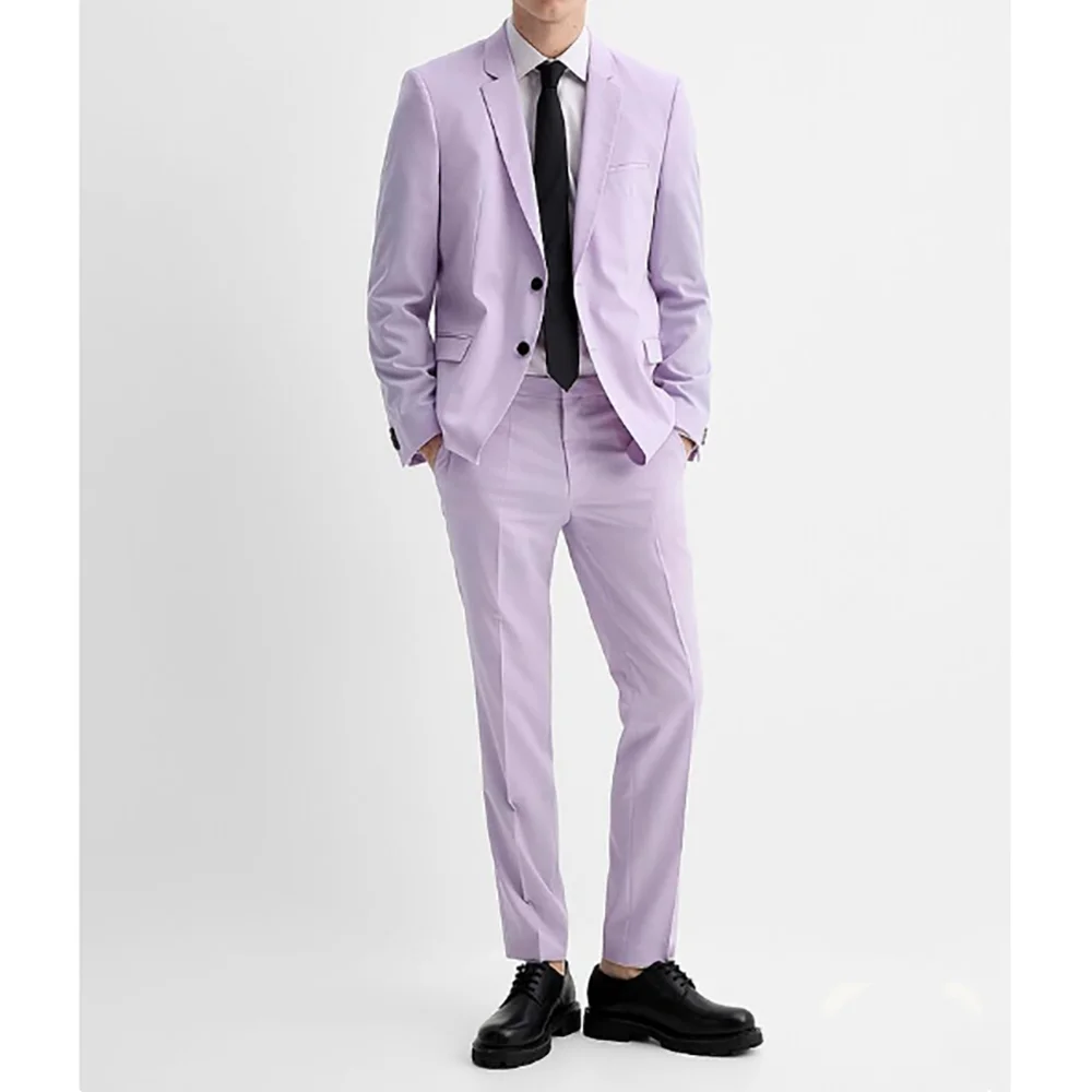 

Purple Single Breasted Peak Lapel Men's Suits 2 Piecs Jacket Pants Formal Occasion Work Commute Male Clothing