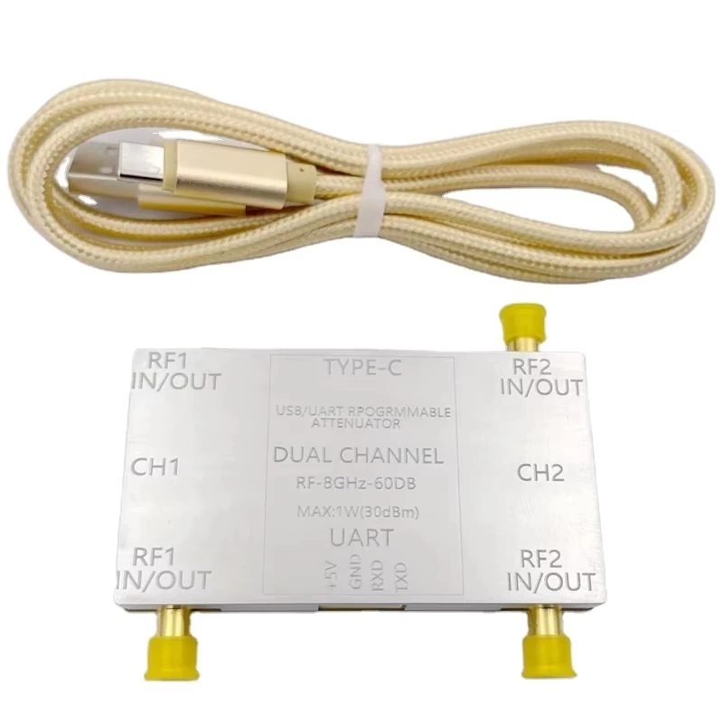 GGDX LF-8GHz Dual Channel Attenuator Module with 60dB 50ohms S M A Female Connector + Type-C Cable Telecom Parts