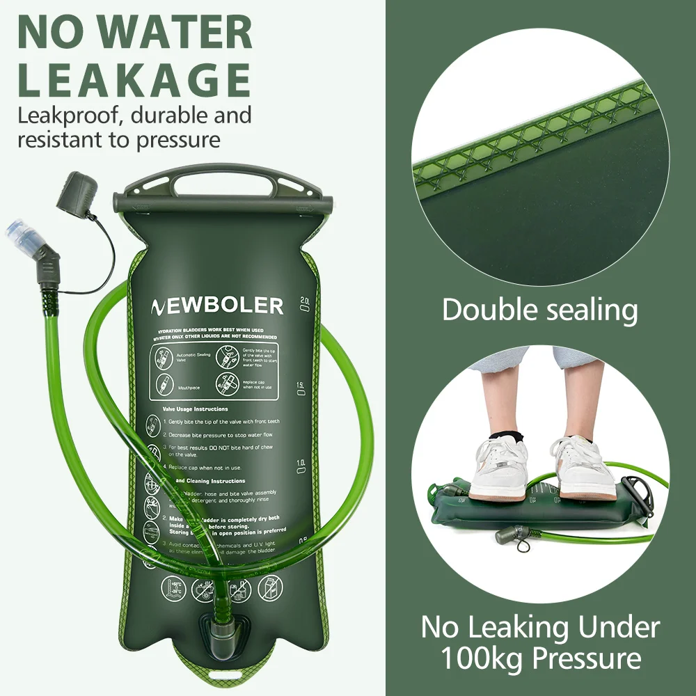 NEWBOLER Sport-Wasserblase, Trinkrucksack, Aufbewahrungstasche, BPA-frei, tragbar, lebensmittelecht, zum Trinken im Freien, Camping, Wasserbeutel – Detail 8