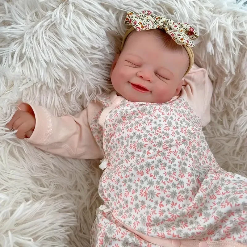 49cm Reborn Baby Doll Alisha Soft Body Lifelike Sleeping Baby Same As Picture Collectible Art Doll Hand Painted Skin Bebe Reborn