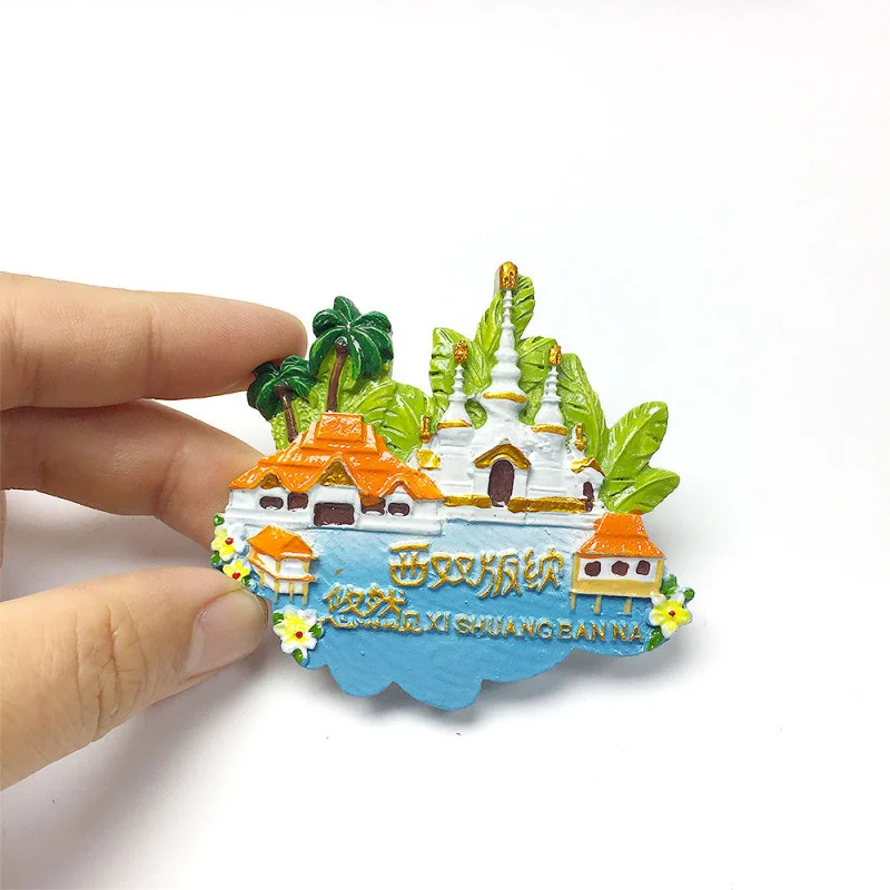 

Yunnan Personalized Creative Leisurely Xishuangbanna Hand-painted Magnetic Fridge Magnets High Aesthetic Travel Souvenirs