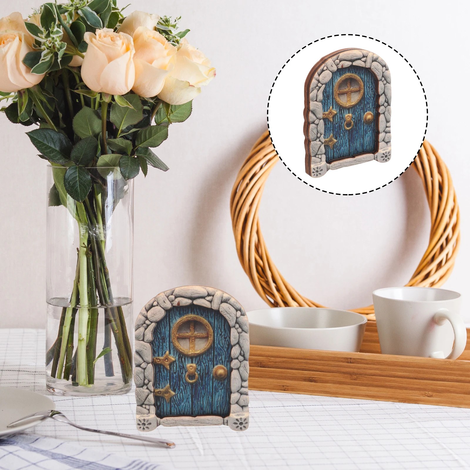 

Fairy Garden Door Decoration Miniature Wooden Adornment for Tree Yard Elf Door nament Garden Statue Sculpture Outdoor Indoor