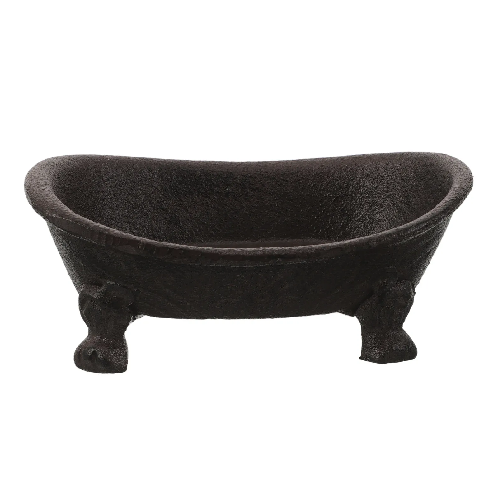 Cast Iron Vintage Bathtub Soap Dish Brown Hollowed Floral Drainable Soap Holder for Bathroom Kitchen Countertop