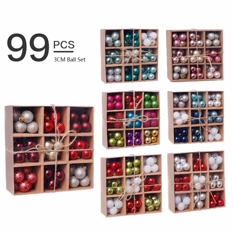 

3Cm 99Pcs Christmas Ornaments SGS Confirmed Christmas Ball Gift Box Set Christmas Tree Pendant navidad