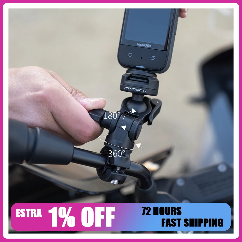 PGYTECH CapLock Rearview Mirror Mount P-GM-170 Action Camera Motorcycle Clamp Holder 360 Adjustable for GoPro DJI Insta360