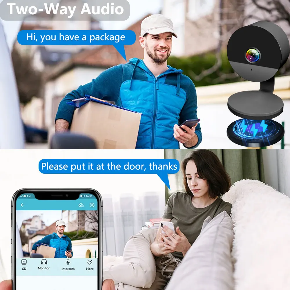 Mini 5MP Black Wireless Tuya Magnetic Camera Color Night Vision Waterproof For Baby Monitoring and Outdoor Video Surveillance