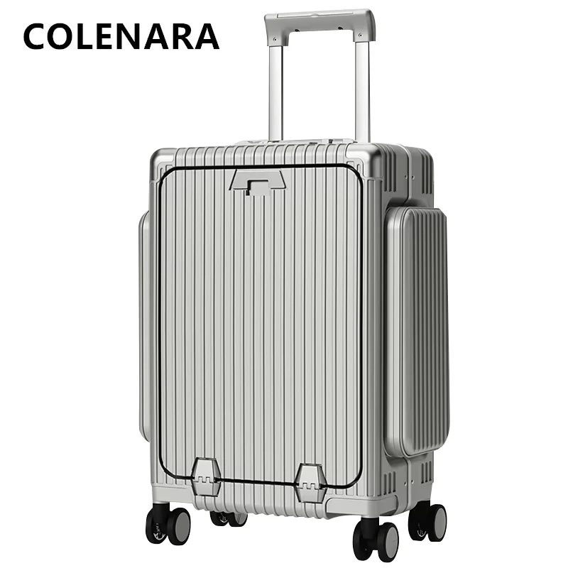 COLENARA Multifunctional Suitcase USB Charging Front Opening Boarding Box Laptop Trolley Case 20"24 Inch Carry-on Travel Luggage