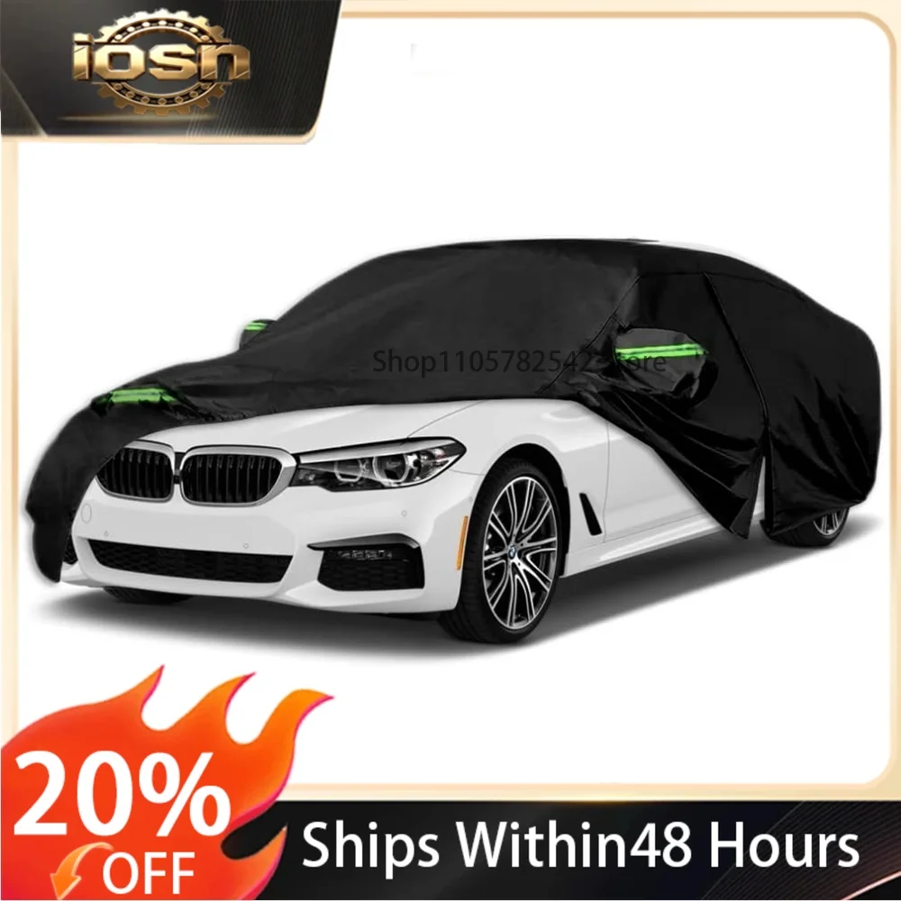 210T Outdoor Waterproof Full Car Cover for BMW 5 Series 2007-2025 for Zipper Windproof Heavy Duty Rain and Snowproof