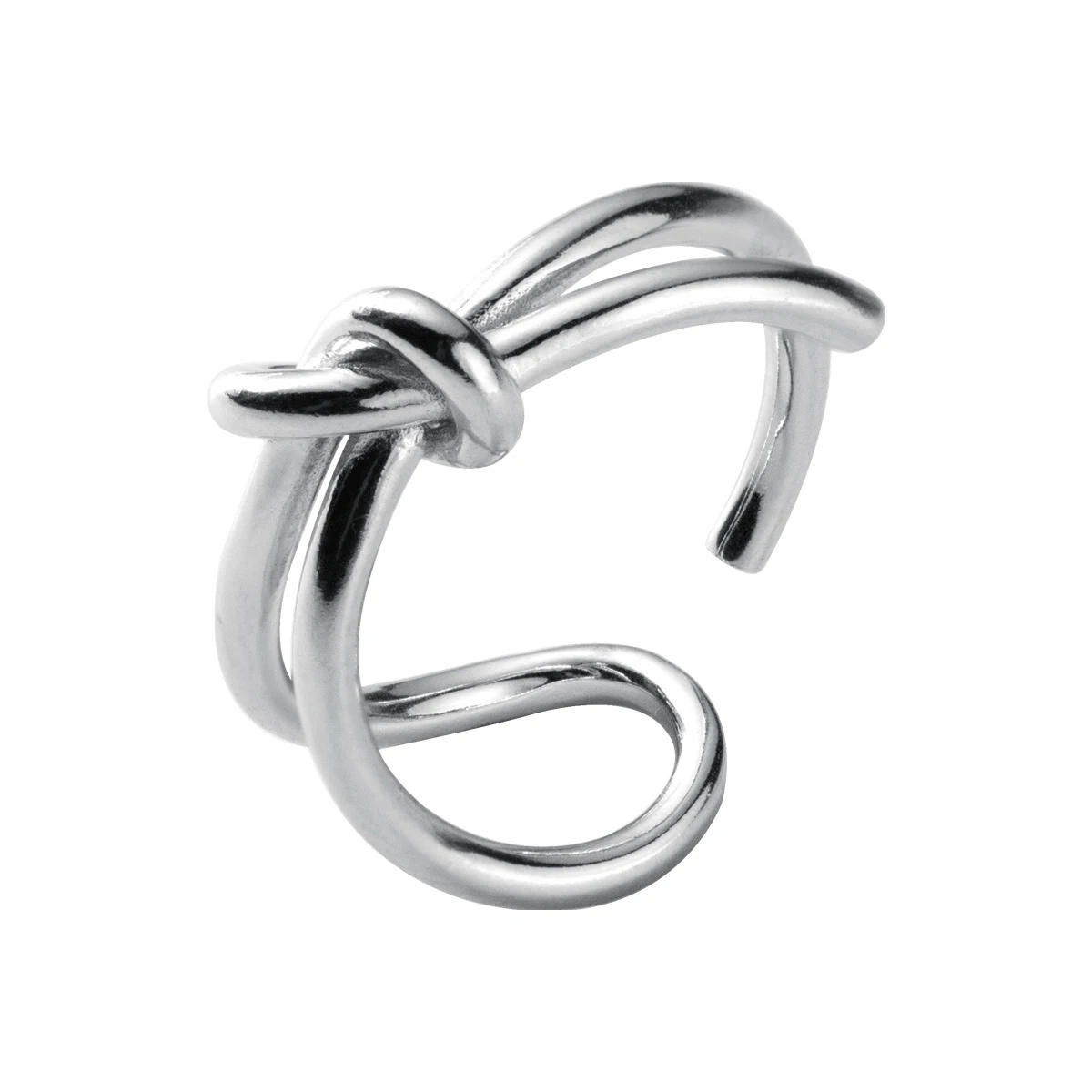Modian Fashion Open Ring Real 925 Sterling Silver Adjustable Size Gold Color Double Knot Finger Ring For Women Fine Jewelry