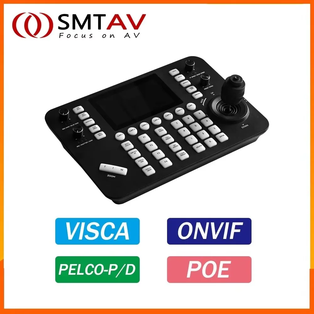 SMTAV 4D Joystick Network PTZ Controller Support POE ONVIF VISCA PELCO-P/D PTZ Cameras IP Keyboard Controller