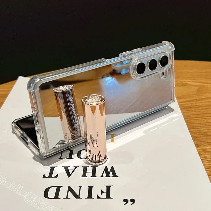 Girl Makeup Mirror Luxury Airbag Bumper Case for Samsung Galaxy Zfold6 Z Fold 6 5 4 3 Fold4 ZFold5 Plating Mirror Cover Z Fold 6