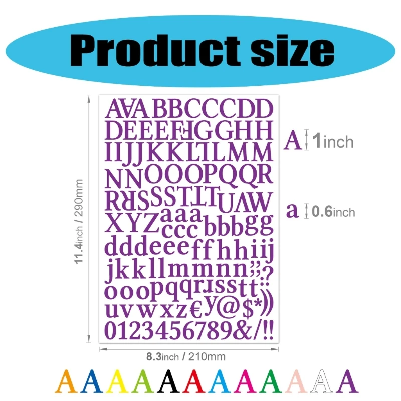 12 Sheets Alphabets Number Sticker for Sign, Scrapbooking, Crafts and Decoration Multicolour Letter Number Sticker
