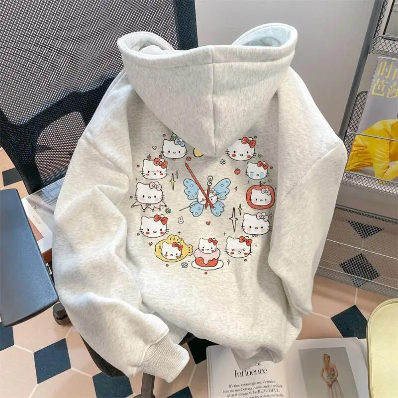 Sanrio Hello Kitty Girl Hoodie Sweatsuit Kawaii Anime Fashion Casual Sweatshirt Met Capuchon Lange Mouwen Herfst Winter Trui Tops