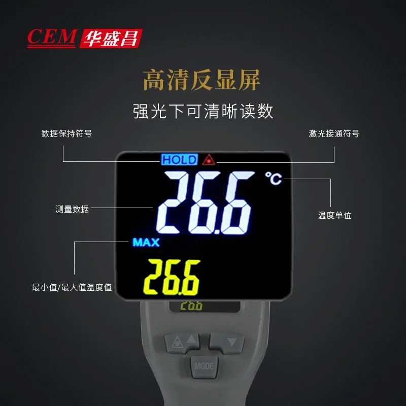 

TOOL CEM Non-contact High Precision Infrared Thermometer Industrial Temperature Gun Infrared Thermometer DT-827V