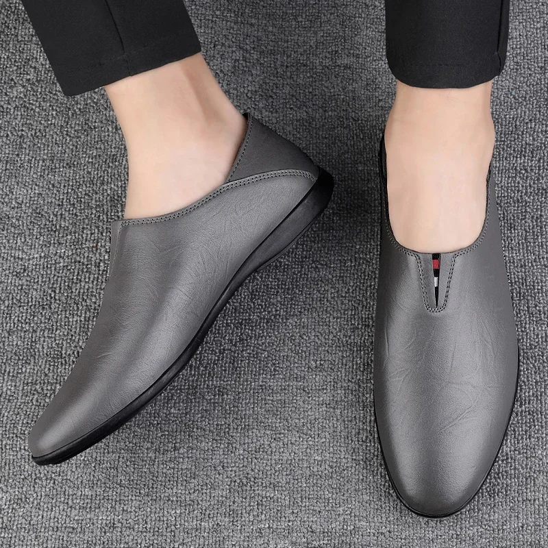 

Round Toe Italian Casual Cow Leather Loafers Dress Shoes for Man Fashion Gents Genuine Leather Handmade Dress Men's Office Shoes