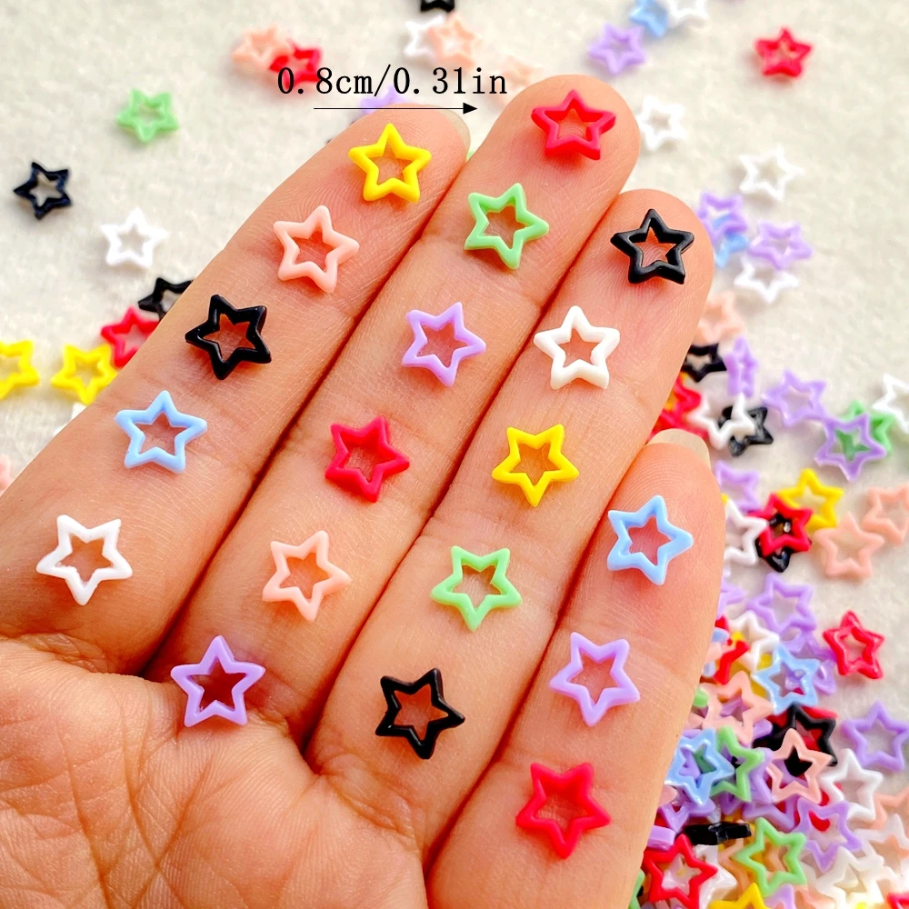 100Pcs Cute Mini Cartoon Colorful Christmas Stars Nail Art Flat back Rhinestone DIY Manicures Appliques Accessories Crafts