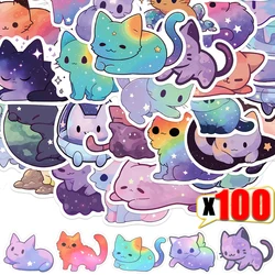 1-100Pcs Cartoon Rainbow Starry Sky Cat Stickers Cute Cat Waterproof Stickers for Water Bottle Laptop Mobile Phone Stationary