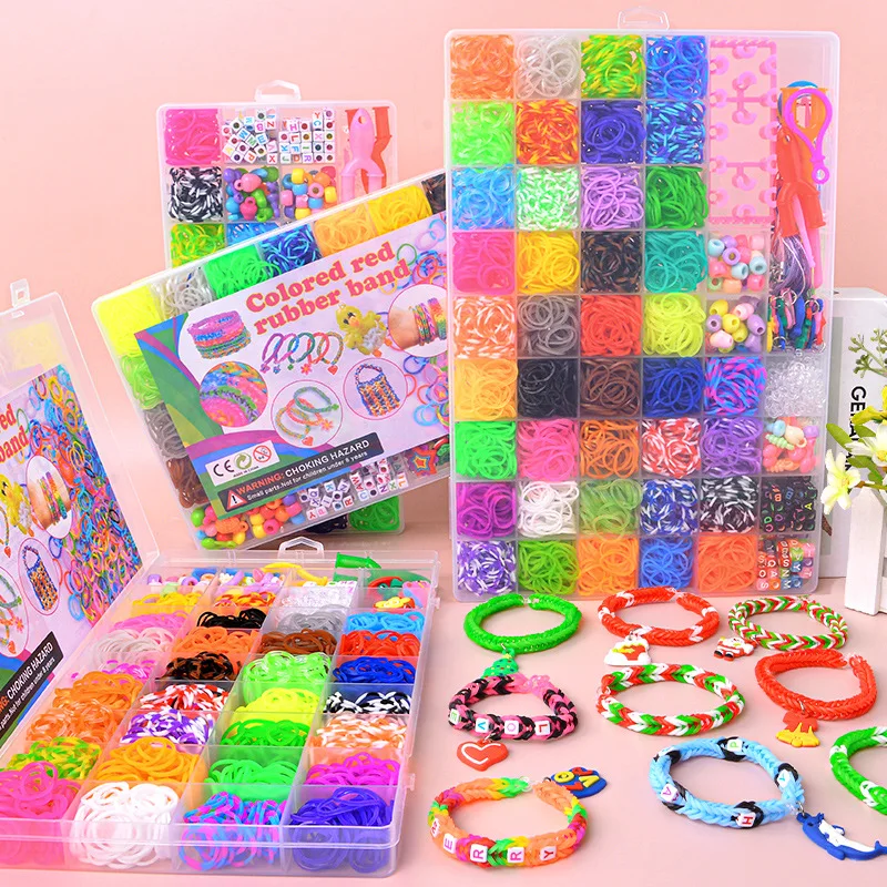 15-40 الوتد قوس قزح تلوح في الأفق عدة ملونة DIY بها بنفسك الحرفية النسيج تلوح في الأفق التعليمية سوار صنع مجموعة هدية عيد ميلاد صندوق الحرف