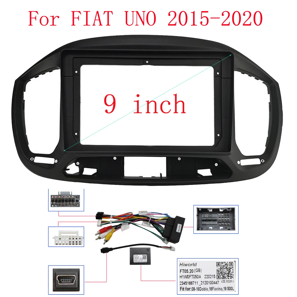 2 Din 9 Inch Car Radio Installation DVD GPS Mp5 Plastic Fascia Panel Frame for FIAT UNO 2015-2020 Dash Mount Kit