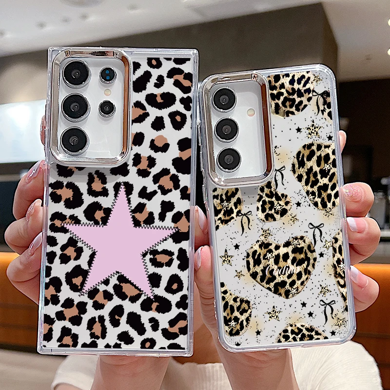 Leopard Stars Printed Phone Case For Samsung Galaxy S26 S25 S24 Ultra S25 S23 FE A57 A56 A37 A17 A55 A15 A36 A54 Soft TPU Cover