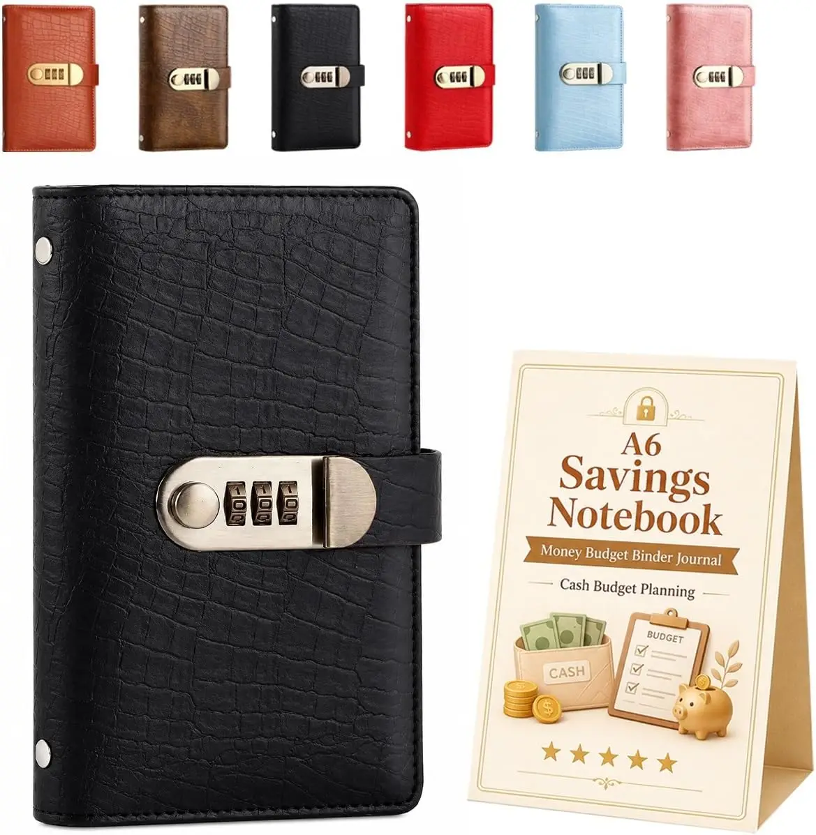 A6 Savings Notebook with Lock, Money Budget Binder Journal for Cash | Locking Diary for Money Saving Challenge