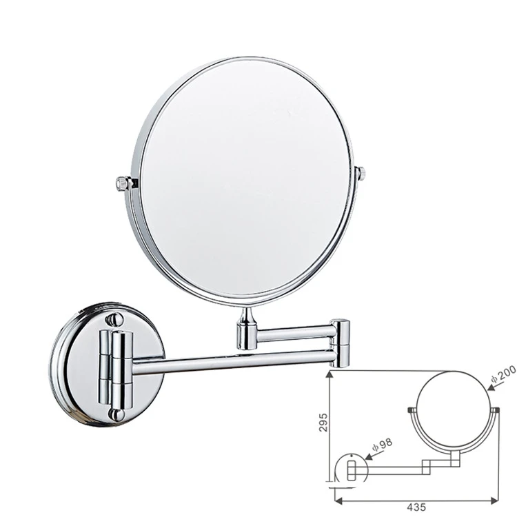 Bathroom Makeup Mirrors 6 inch Wall Mounted Bathroom Mirror 360 Degree Telescopic Folding 2-Face Double Bath Cosmetic Mirrors