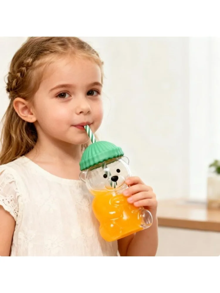 

2026 Новая стеклянная чашка Lovely Bear — соломенный стакан большой емкости 20 унций для кофе, чая, вина, идеальных товаров для вечеринок и рождественских товаров