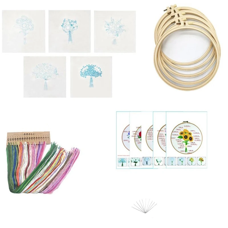 5-Satz-Stick-Kit einfach zu installieren für Anfänger Sticks tiche Übungs-Kit zum Lernen, Kit für Erwachsene Anfänger zu sticken