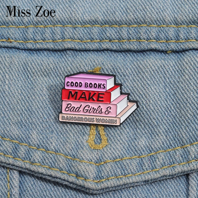 Good Books Enamel Pins Custom Pink Book Texts Brooches Lapel Badges Cartoon Funny Jewelry Gift for Kids Friends