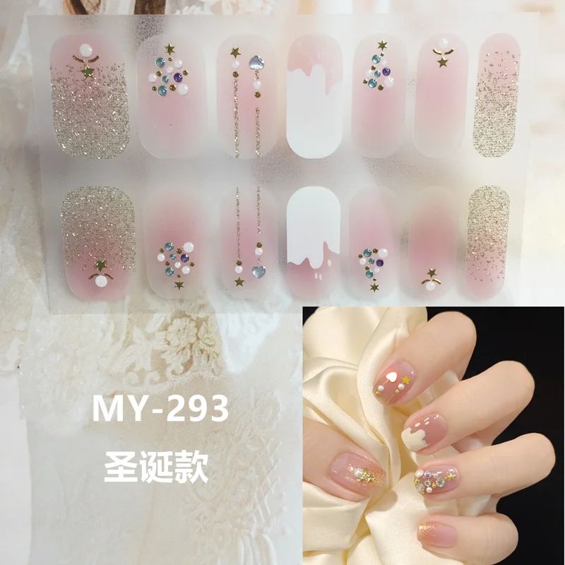 59 Style of Nail Stickers 1Sheet Rhinestones Fashion Nail Wraps Self Adhesive Manicure Decoracion DIY Full Cover Nail Sticker#5-