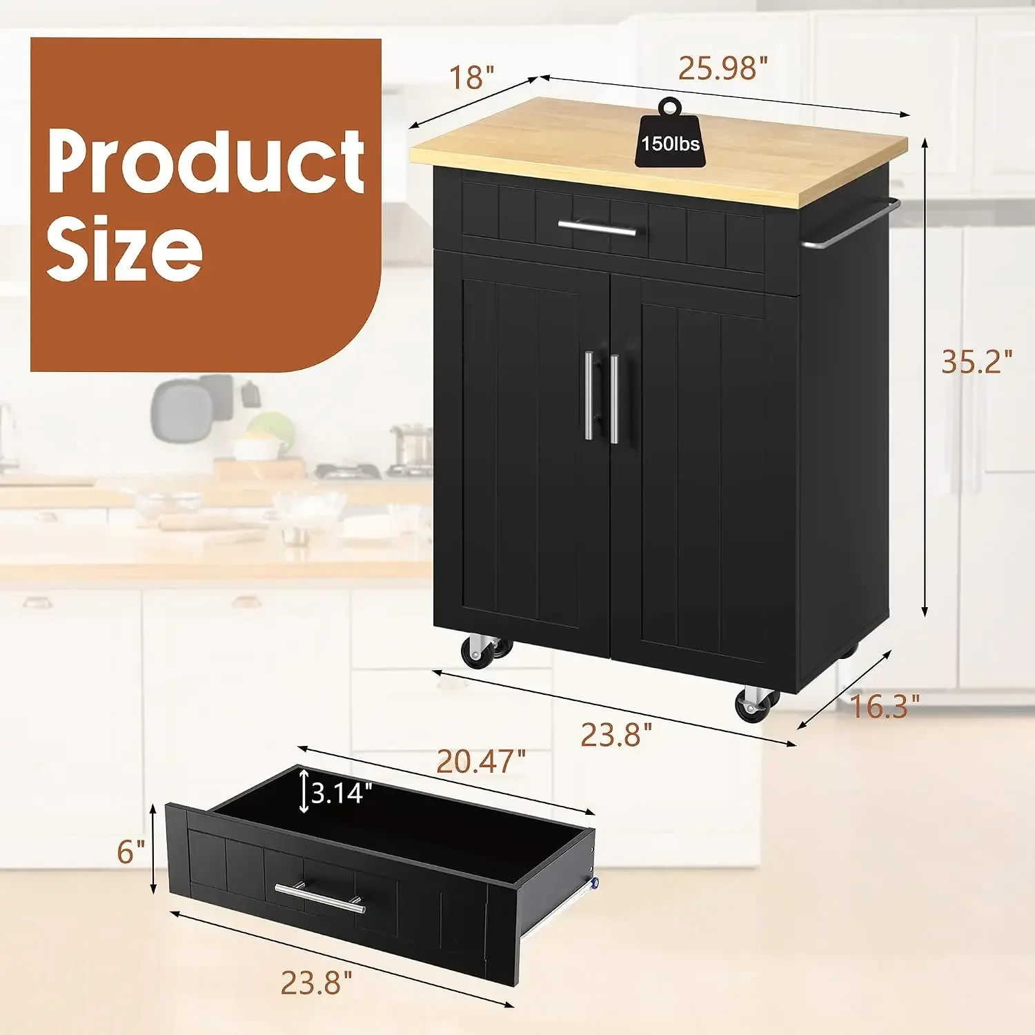 BestsellerKitchen Island Cart on Wheels with Storage Cabinet & Drawer, 26