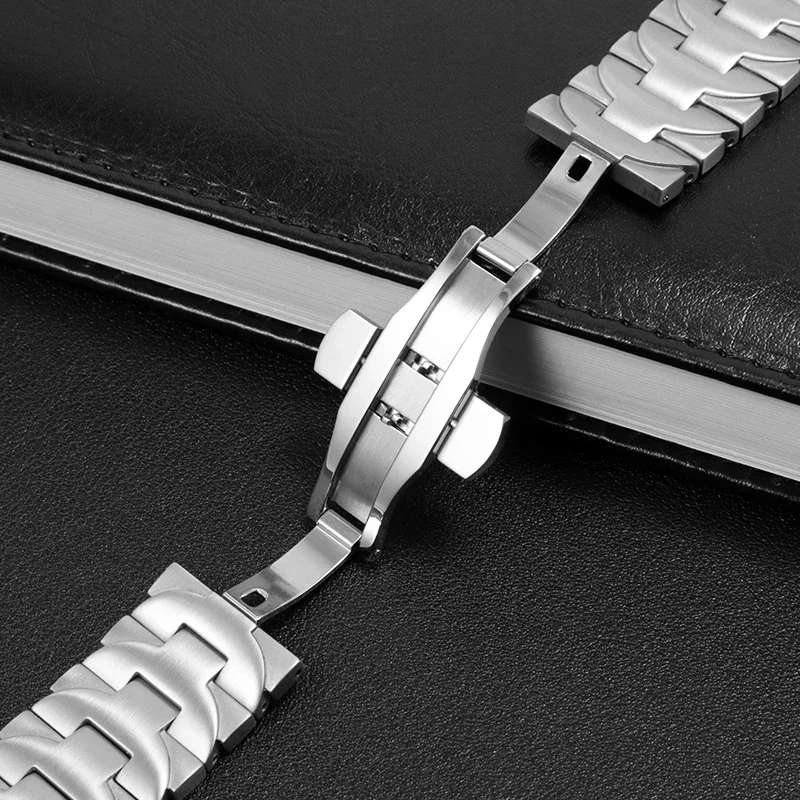 For Panerai strap men\'s steel band PAM441 111 solid stainless steel butterfly buckle watch chain 24mm accessories