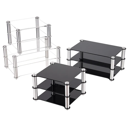 Imagen 1 del producto Estante de aleación de aluminio acrílico, amplificador decodificador HIFI, amplificador de auriculares, estante de almacenamiento de doble capa