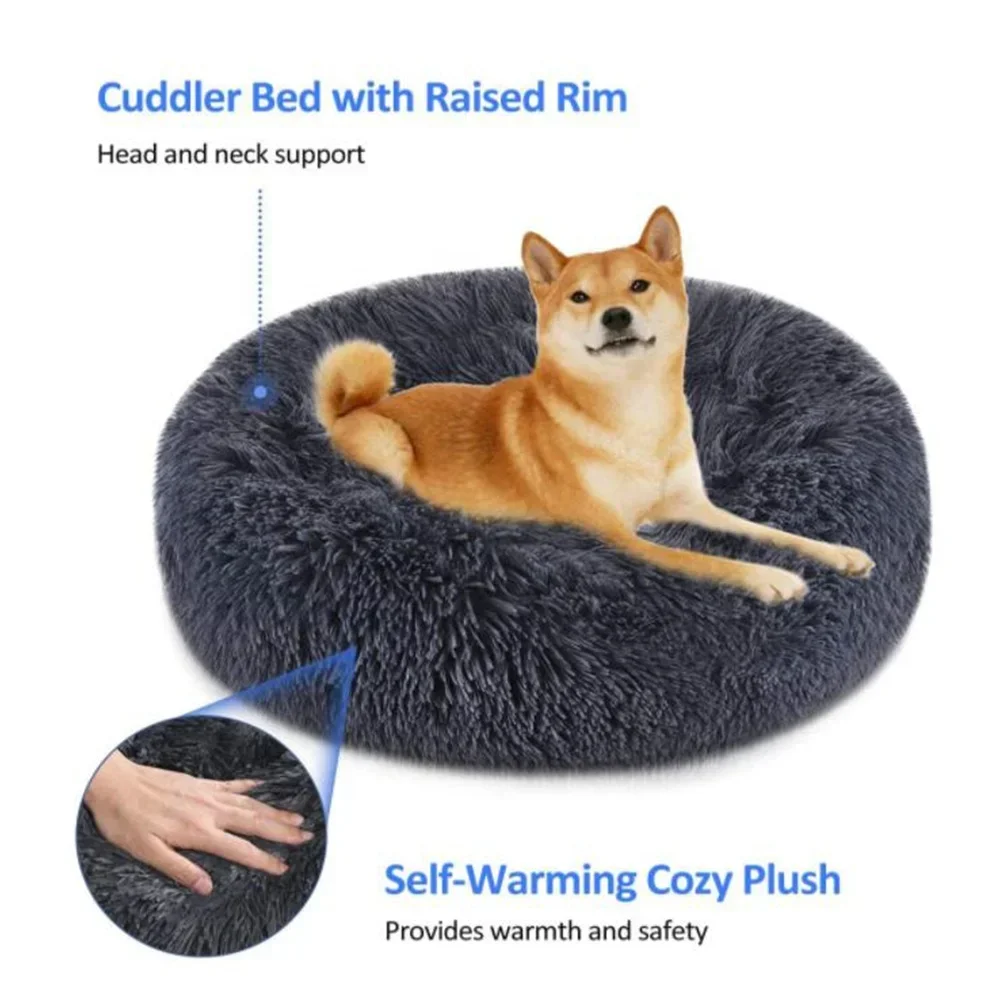 Ultra Soft Calming Accessories Suppliers Custom Donut Soft Pet Beds,Indoor Sofa Machine Washable Eco Friendly Luxury Dog Bed.