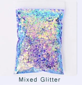 50 g/Beutel, holografischer, klobiger Glitzer, Prinzessinnen-Serie, goldfarbener, kosmetischer Bastel-Glitzer für Epoxidharz-Nagel-Pailletten, schillernde Flocken – Detail 15
